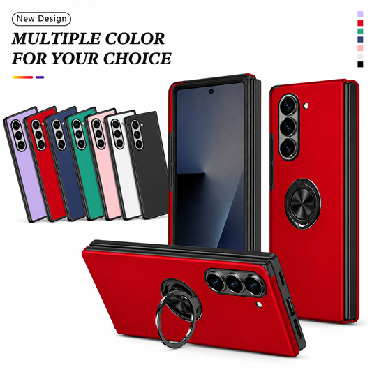 Samsung galaxy z fold 8 ultra Matte Finish Invisible Ring Case Dual Layer with 360? Rotating Stand (B012)