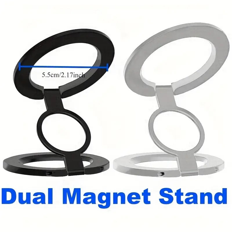 Dual magnetic ring phone holder - Foldable adjustable Magnetic Grip Holder & desktop stand