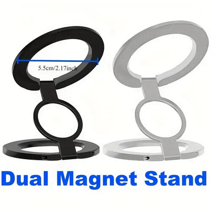 Dual magnetic ring phone holder - Foldable adjustable Magnetic Grip Holder & desktop stand