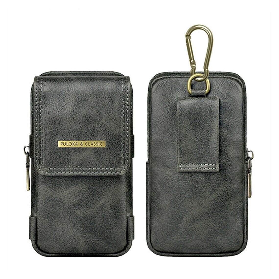 PU Leather Multi-Pocket Phone Holster Pouch Belt Clip & Hook, Wallet Organizer for Smartphone & Accessories