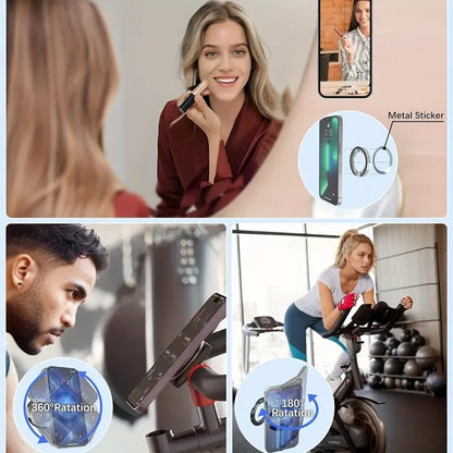 Dual magnetic ring phone holder - Foldable adjustable Magnetic Grip Holder & desktop stand