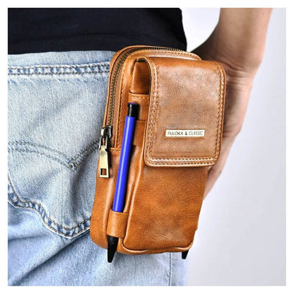 PU Leather Multi-Pocket Phone Holster Pouch Belt Clip & Hook, Wallet Organizer for Smartphone & Accessories