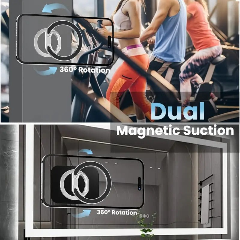 Dual magnetic ring phone holder - Foldable adjustable Magnetic Grip Holder & desktop stand