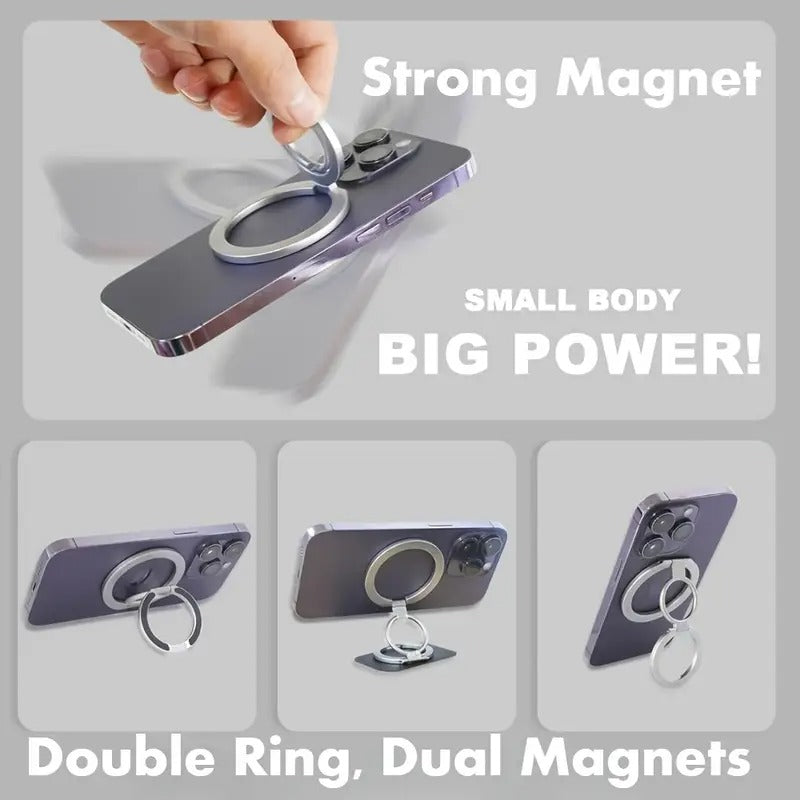 Dual magnetic ring phone holder - Foldable adjustable Magnetic Grip Holder & desktop stand