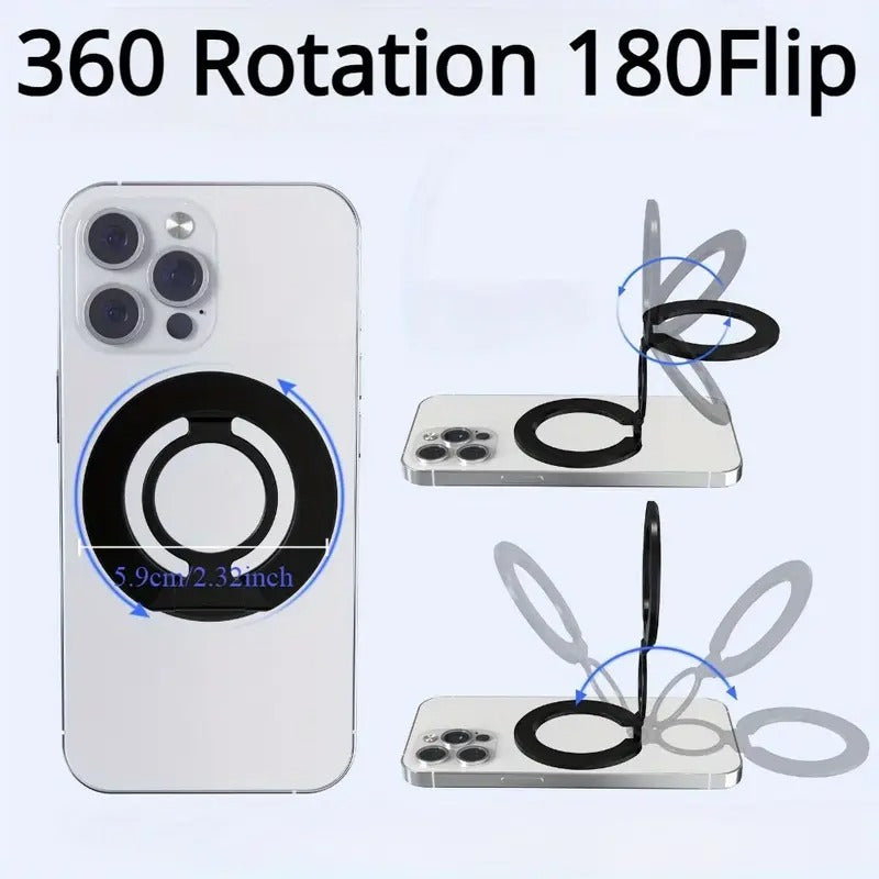 Dual magnetic ring phone holder - Foldable adjustable Magnetic Grip Holder & desktop stand