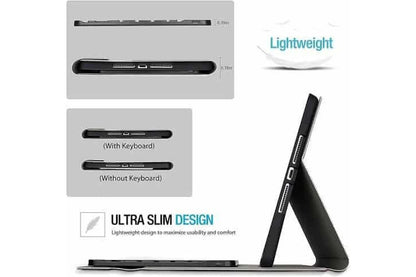 ipad bluetooth keyboard case with detachable keyboard and built in pencil holder black