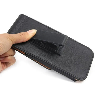 Vintage PU Leather Belt Clip Phone Holster Pouch-Vertical Flip Case with Clip black