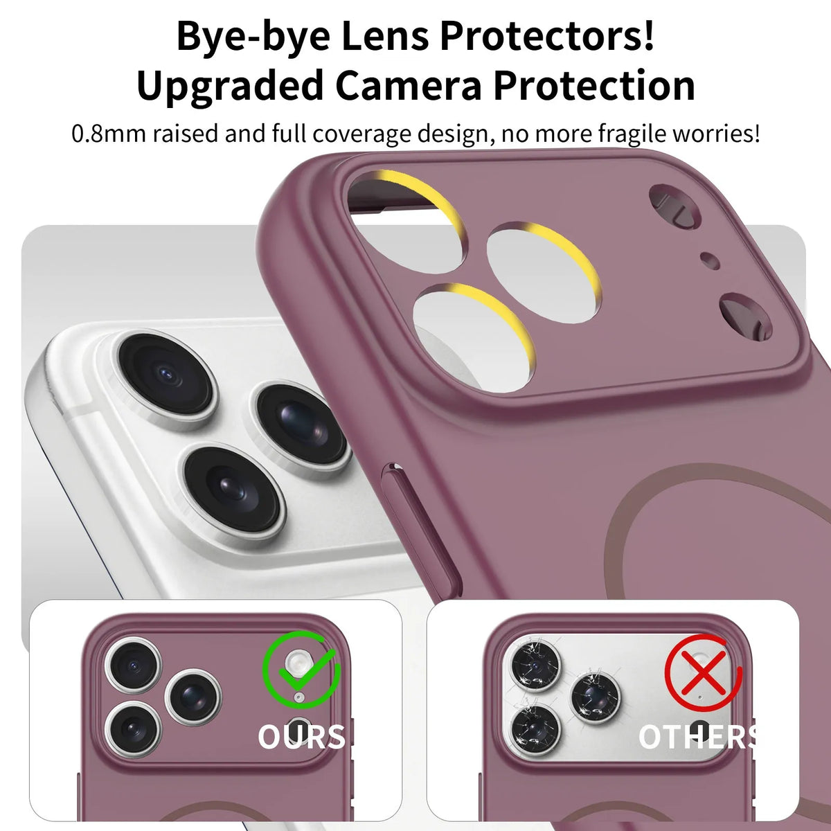 iPhone 17 Pro Max / 18 Pro Max soft touch solid color matte finish magnetic case with precise camera lens cutout