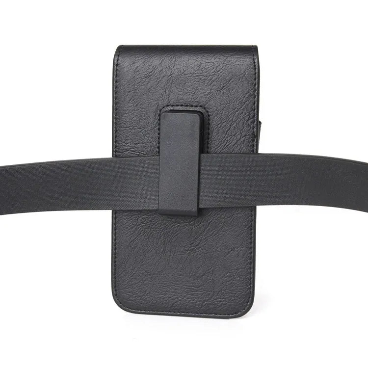 Vintage PU Leather Belt Clip Phone Holster Pouch-Vertical Flip Case with Clip black