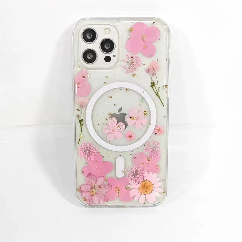 Iphone 12 pro max 3D glitter floral pattern resin epoxy case magsafe