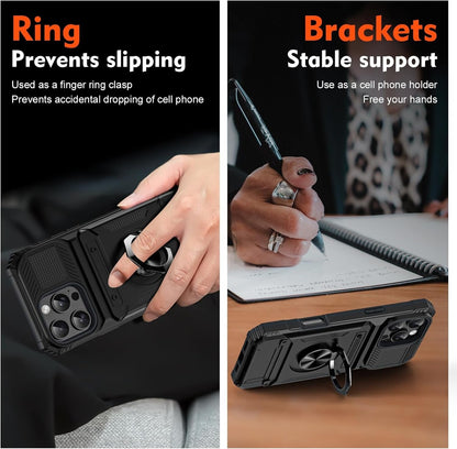 Samsung galaxy s20 fe dual layer case with ring holder & hidden 2-card compartment