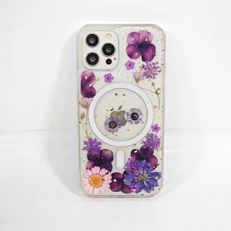 Iphone 16e 3D glitter floral pattern resin epoxy case magsafe