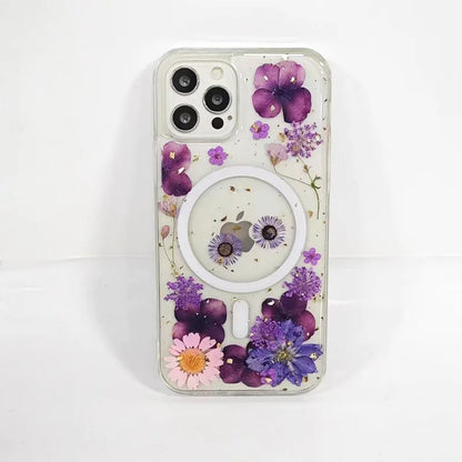 Iphone 14 pro max 3D glitter floral pattern resin epoxy case magsafe