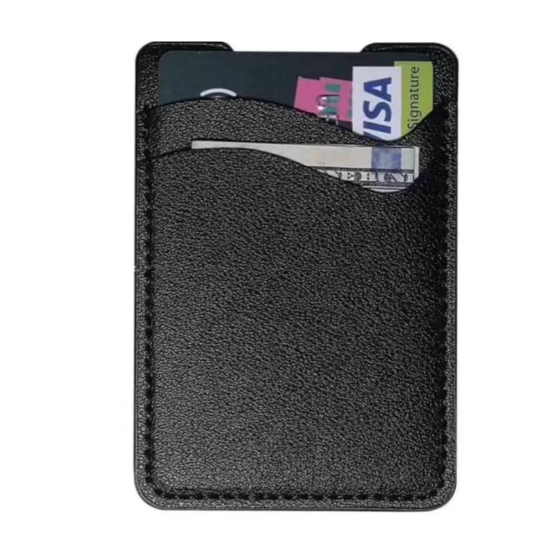 Dual slot PU Leather Adhesive Card Holder