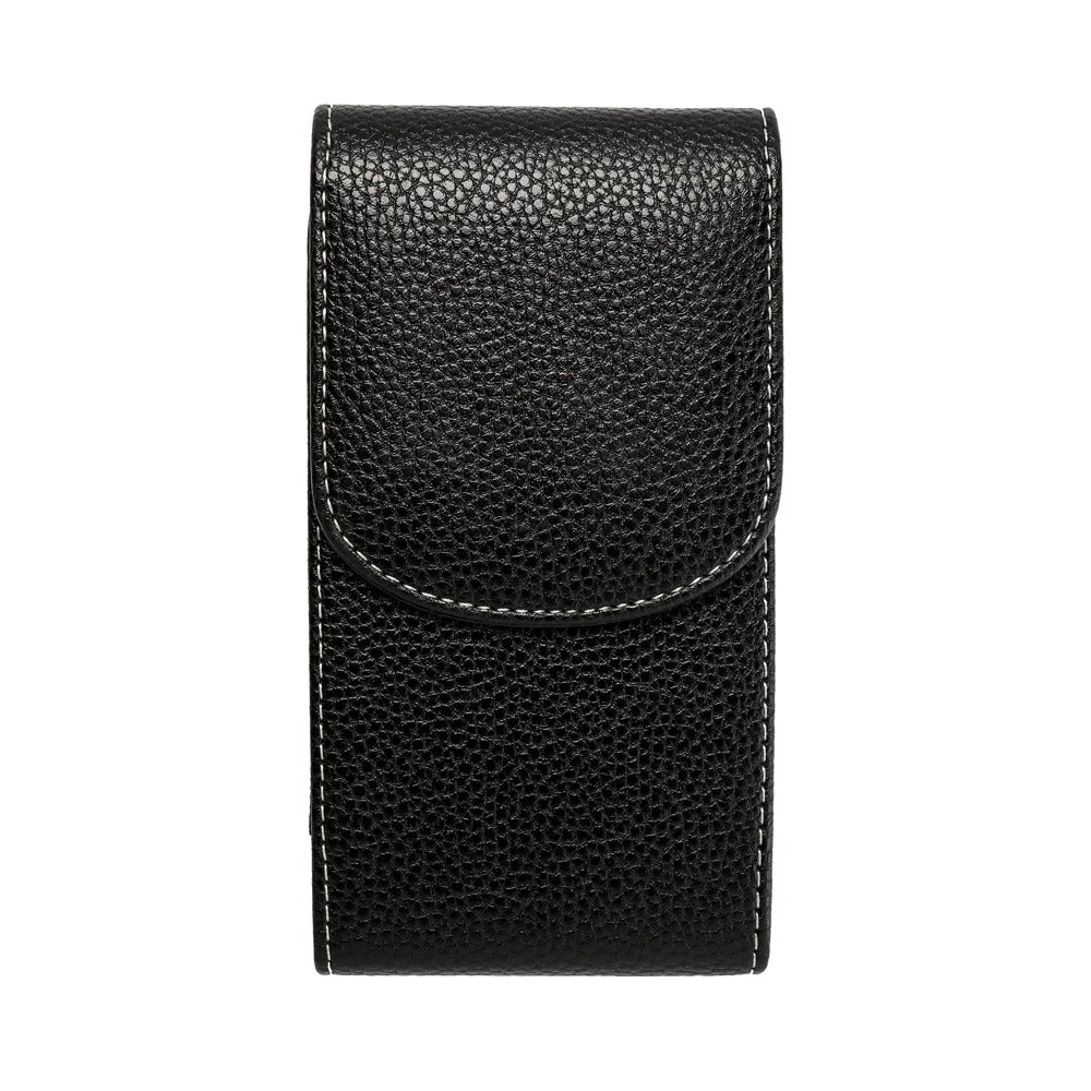 PU Leather Belt Clip Phone Holster Vertical Pouch with Magnetic Flap, Black