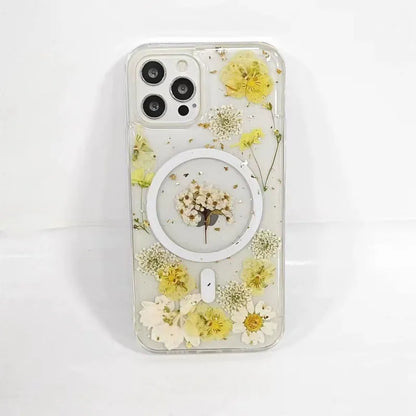 Iphone 15 plus 3D glitter floral pattern resin epoxy case magsafe