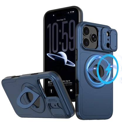 Iphone 16 pro matte finish dual layer case with ring holder & camera shutter magsafe (B014)