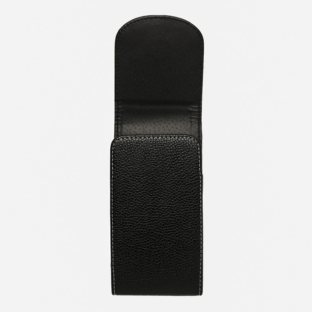 PU Leather Belt Clip Phone Holster Vertical Pouch with Magnetic Flap, Black