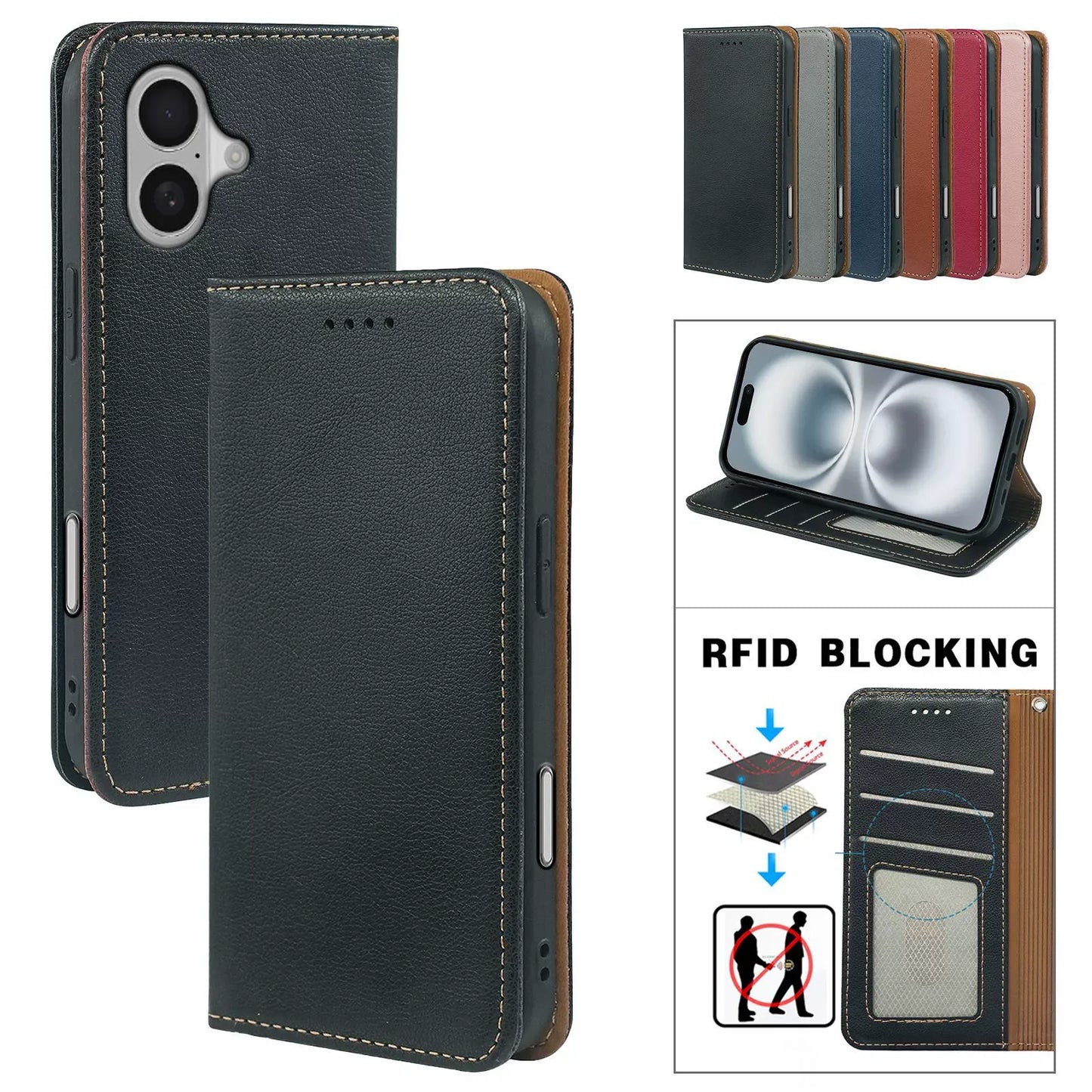 samsung galaxy s21 plus flip wallet case lichi grain finish with invisible magnetic closure (strong) & RFID blocking (w-015)
