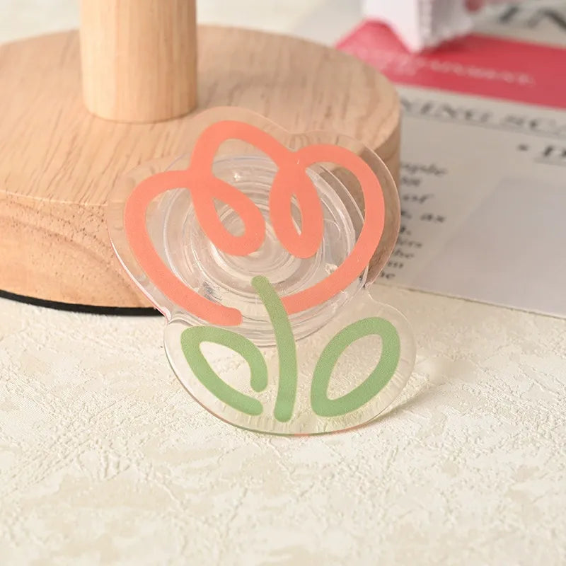 PopSocket Style Phone Holder clear tulip pattern