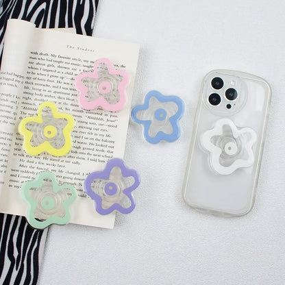 PopSocket Style Phone Holder clear floral pattern