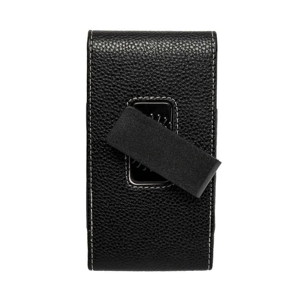 PU Leather Belt Clip Phone Holster Vertical Pouch with Magnetic Flap, Black