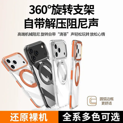 IPhone 13 pro max Crystal Clear MagSafe Case with Rotating Magnetic Ring & Metallic Camera Frame