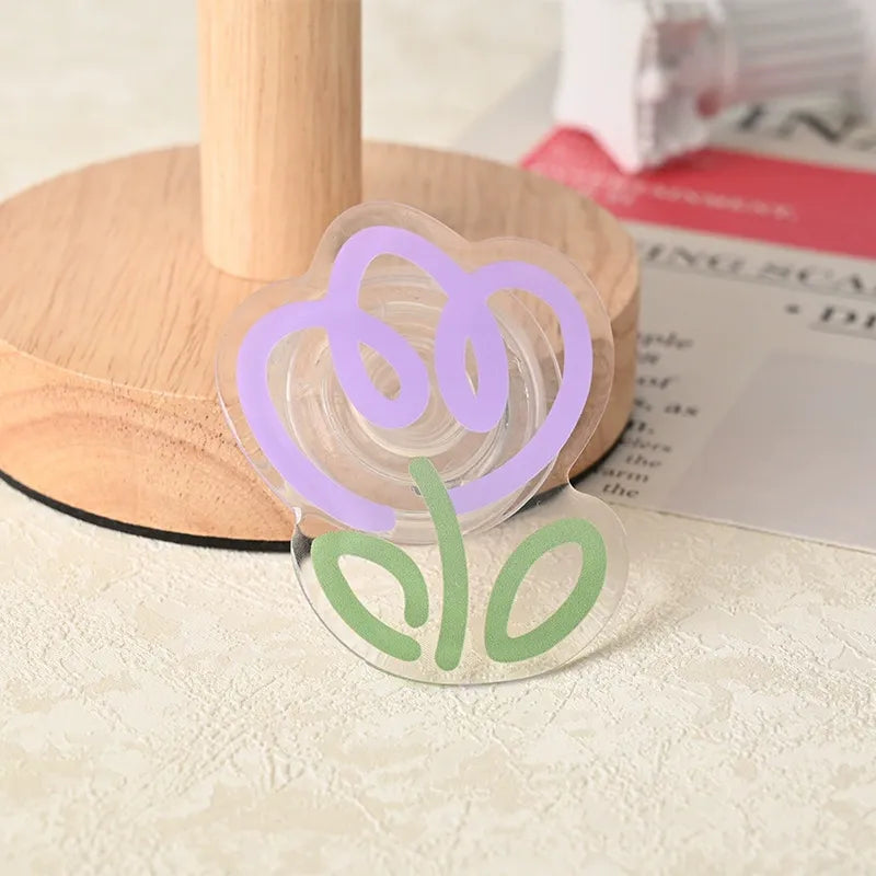 PopSocket Style Phone Holder clear tulip pattern
