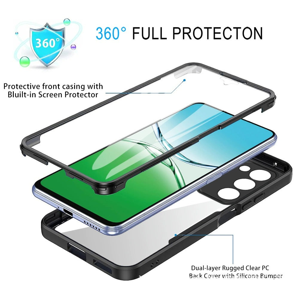 Oppo A5 5G 2025 360? Full Body Protective Case ??Dual-Layer Clear Hard Back with Built-in Screen Protector and Shockproof TPU Bumper