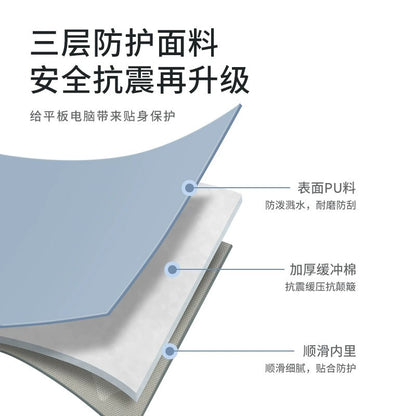 11inch PU Leather Laptop Sleeve with Handle Soft Touch Finish, Multi-Pocket Organizer Case for Tablet & Accessories