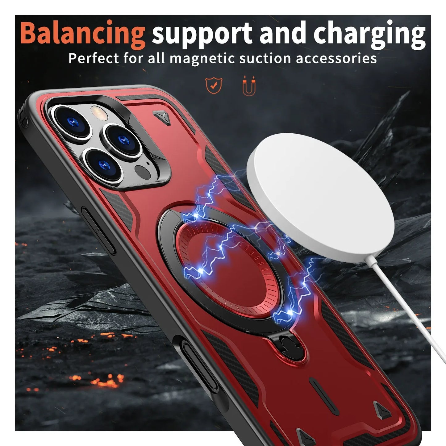 Iphone 17 air slim shockproof Case with 360? rotating Foldable Magnetic Ring Kickstand