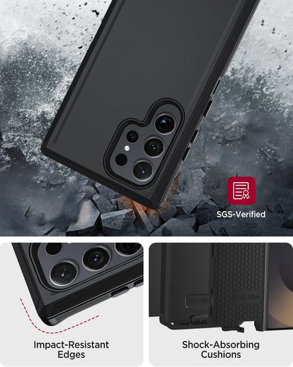 samsung galaxy z fold 6 triple layer otterbox defender style case with 360° Rotating Belt Clip & Kickstand