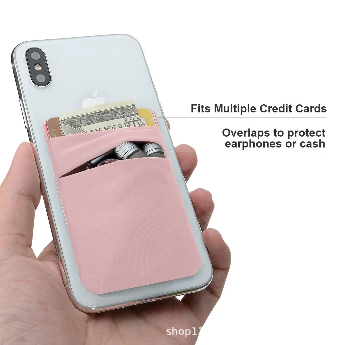 Ultra Slim Lycra Stretch Stick-On Phone Wallet – Dual Card Slots with Hidden Overlap Pocket
