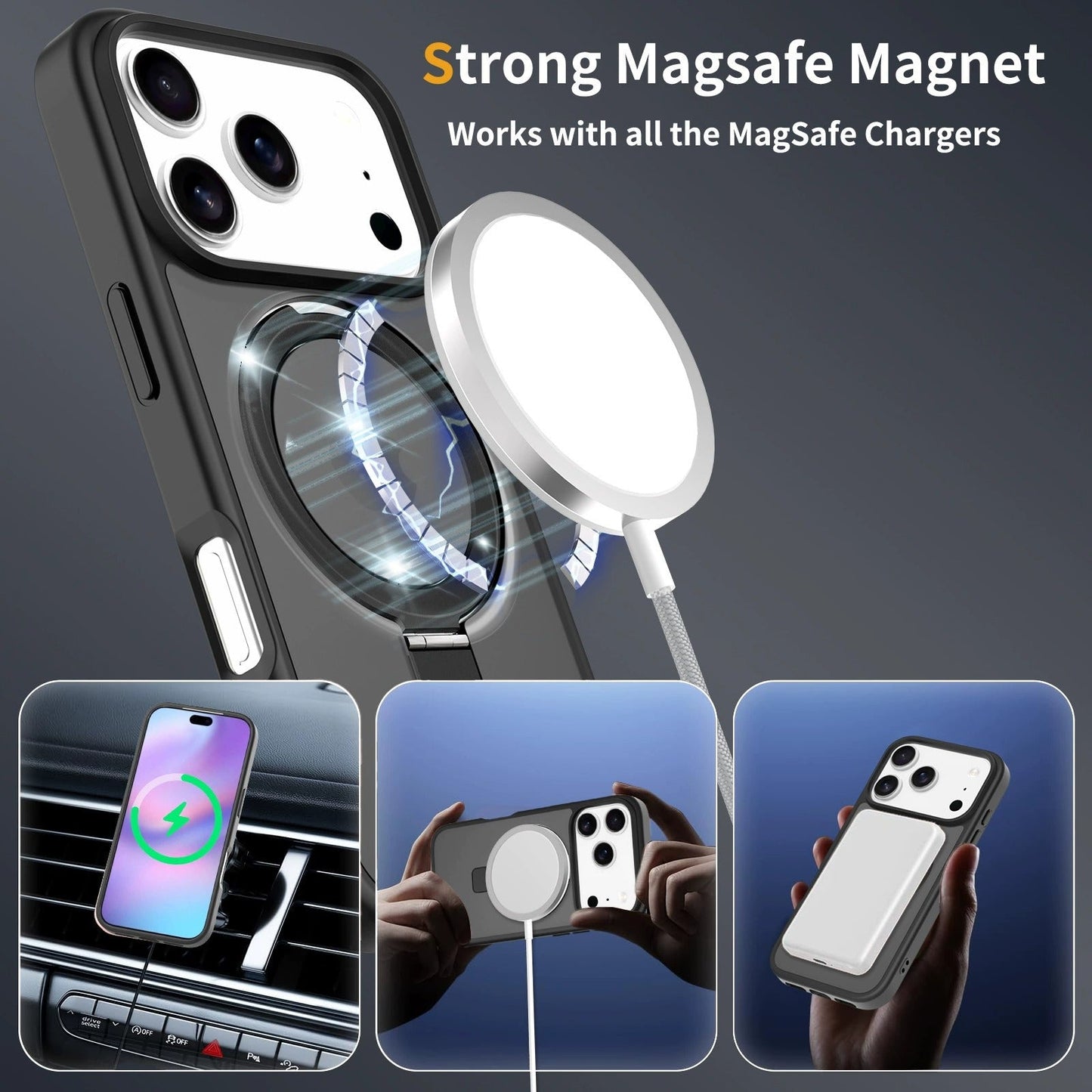Iphone 15 plus soft-touch frosted bumper Case with Foldable Magnetic Ring Kickstand, Shockproof