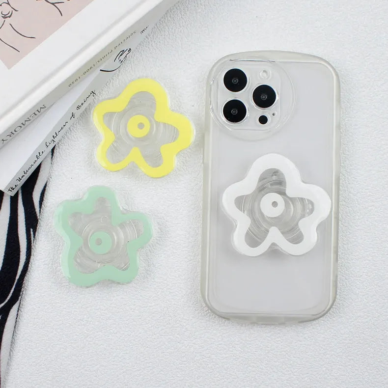 PopSocket Style Phone Holder clear floral pattern