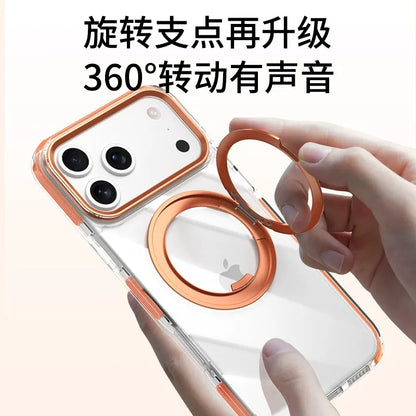 IPhone 13 pro max Crystal Clear MagSafe Case with Rotating Magnetic Ring & Metallic Camera Frame