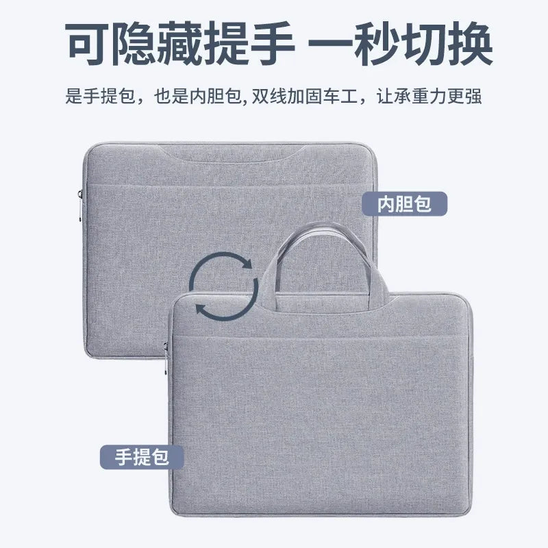 14inch Laptop Sleeve with Handle Water-Resistant, Hidden Carry Strap, Soft Inner Padding