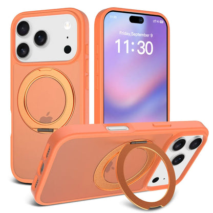 iPhone 17 Pro Max / 18 Pro Max soft-touch frosted MagSafe bumper Case with 360°Rotating Stand
