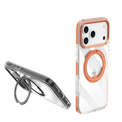 IPhone 13 pro max Crystal Clear MagSafe Case with Rotating Magnetic Ring & Metallic Camera Frame
