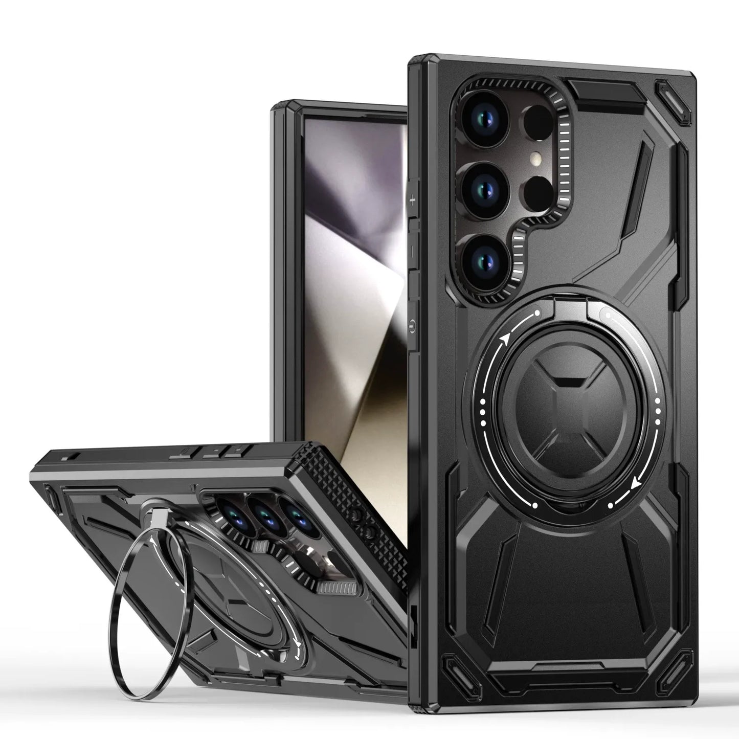 Samsung galaxy s26 plus Magnetic Case with rotating Ring Stand – Full Body Shockproof Rugged Cover, MagSafe Compatible (B011)