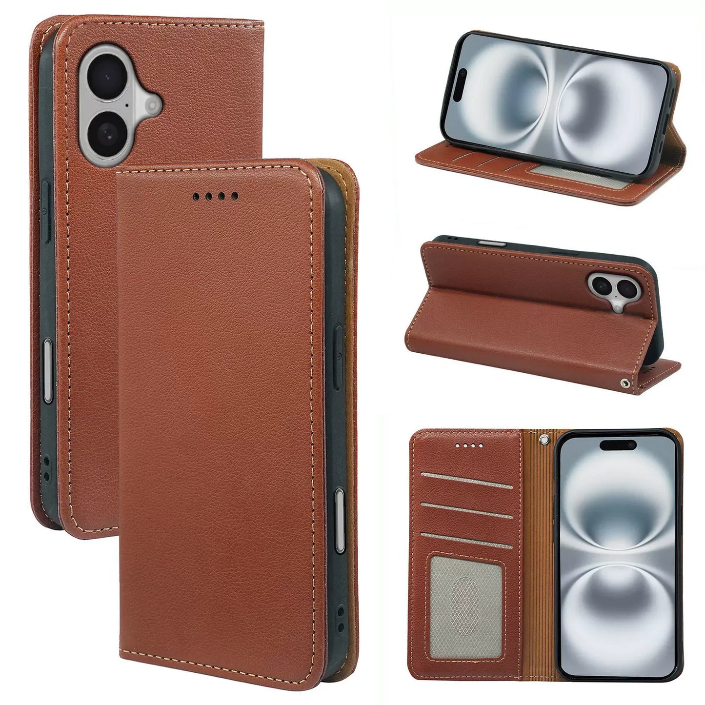 samsung galaxy s26 flip wallet case lichi grain finish with invisible magnetic closure (strong) & RFID blocking (w-015)