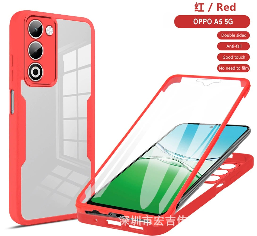 Oppo A5 5G 2025 360? Full Body Protective Case ??Dual-Layer Clear Hard Back with Built-in Screen Protector and Shockproof TPU Bumper