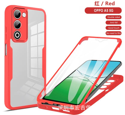 Oppo A5 5G 2025 360? Full Body Protective Case ??Dual-Layer Clear Hard Back with Built-in Screen Protector and Shockproof TPU Bumper