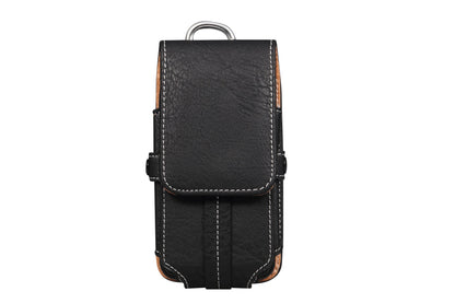 Multifunction PU Leather Phone Holster with Belt loop, Card Slots & Carabiner Hook black