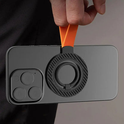 MagSafe Carbon Fiber Ring Holder with Strap ??Magnetic Kickstand & Finger Loop