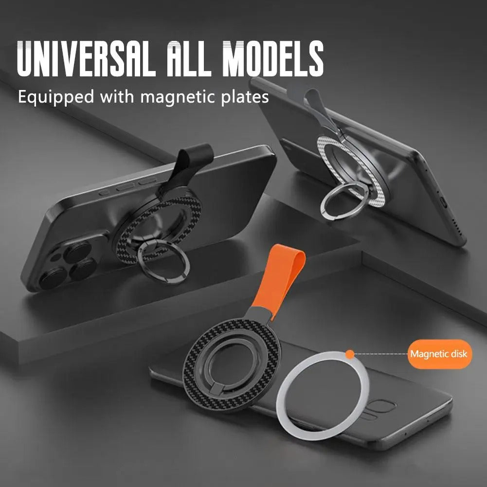 MagSafe Carbon Fiber Ring Holder with Strap ??Magnetic Kickstand & Finger Loop