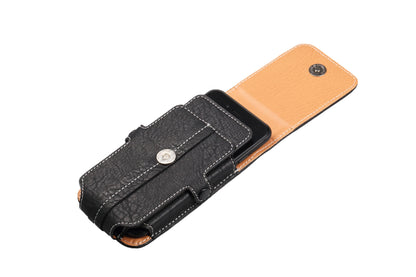 Multifunction PU Leather Phone Holster with Belt loop, Card Slots & Carabiner Hook black