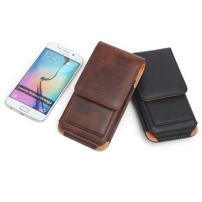 Vintage PU Leather Belt Clip Phone Holster Pouch-Vertical Flip Case with Clip brown