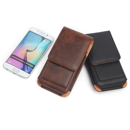 Vintage PU Leather Belt Clip Phone Holster Pouch-Vertical Flip Case with Clip black