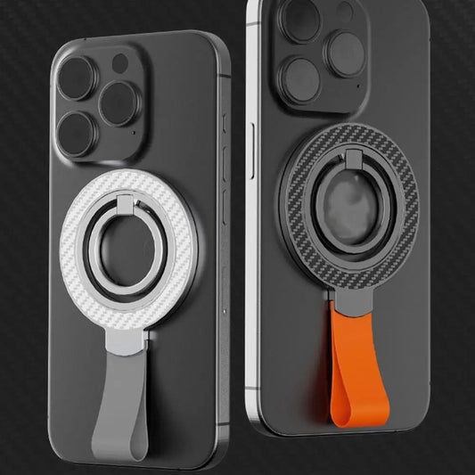 MagSafe Carbon Fiber Ring Holder with Strap ??Magnetic Kickstand & Finger Loop